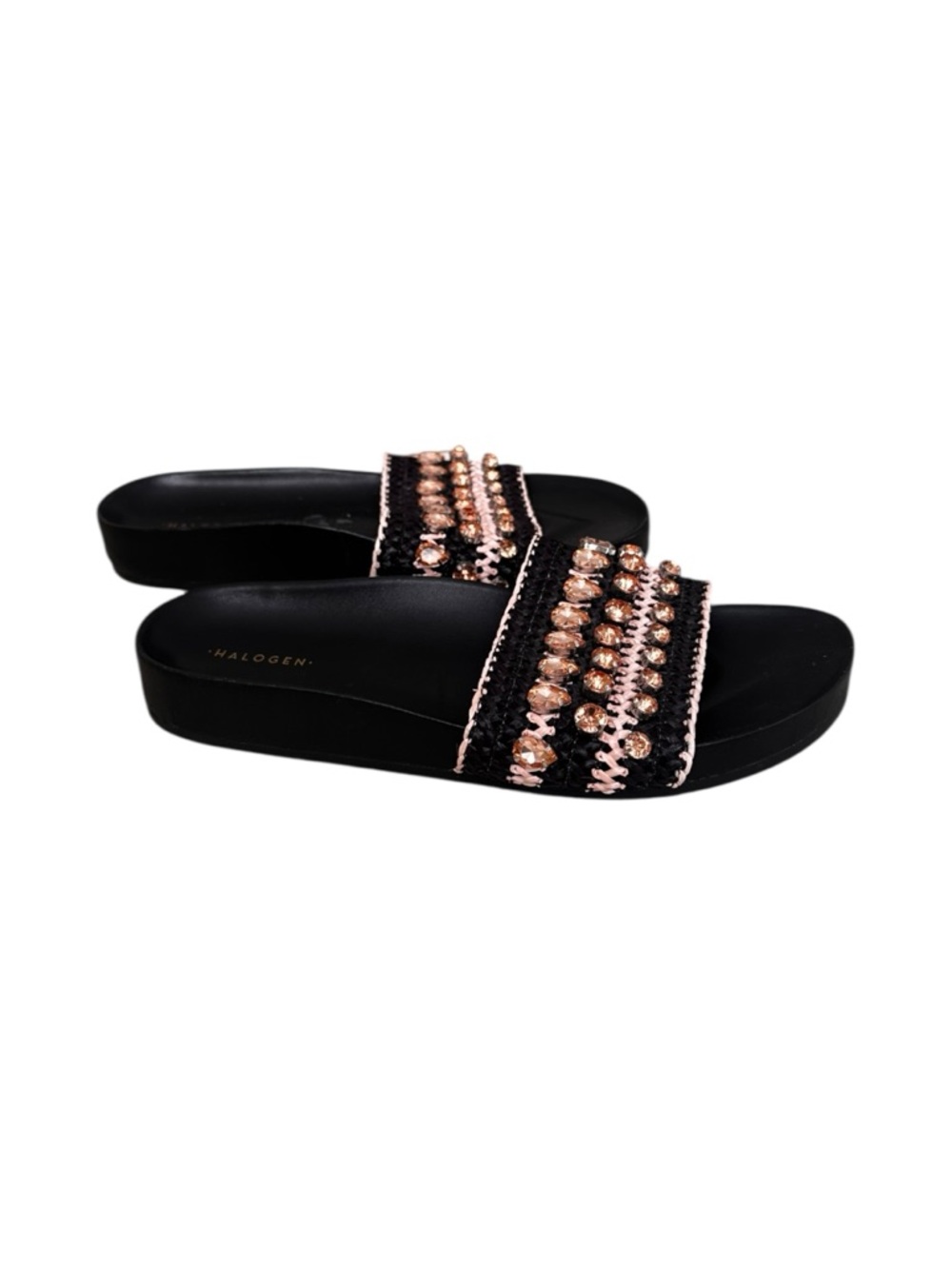 Halogen Raffia Crystal Beach Pool Sandal Slide - Picture 5 of 9